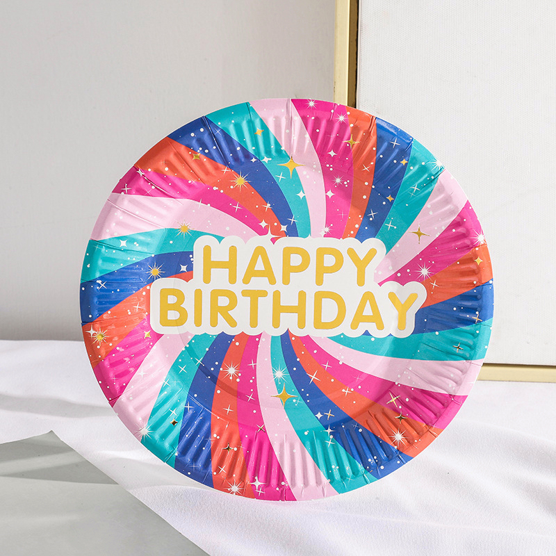 [SG] Happy Birthday Colourful Disposable 7 inch Paper Plates 10PCS for Birthday Party Home Decor Kindergarten party-HOMA