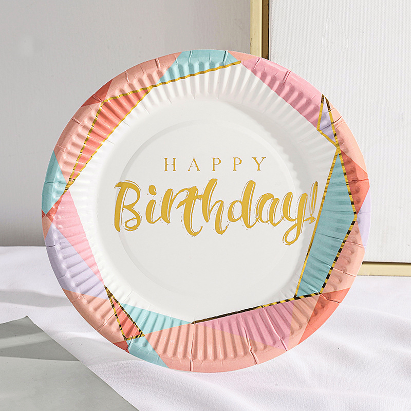 [SG] Happy Birthday Colourful Disposable 7 inch Paper Plates 10PCS for Birthday Party Home Decor Kindergarten party-HOMA