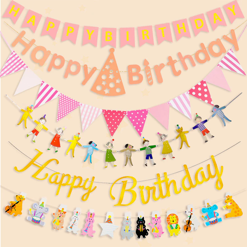 [SG]Happy Birthday Hanging Paper Banners Birthday Party Decorations Garland for Home Decoration Kindergarten party-HOMA