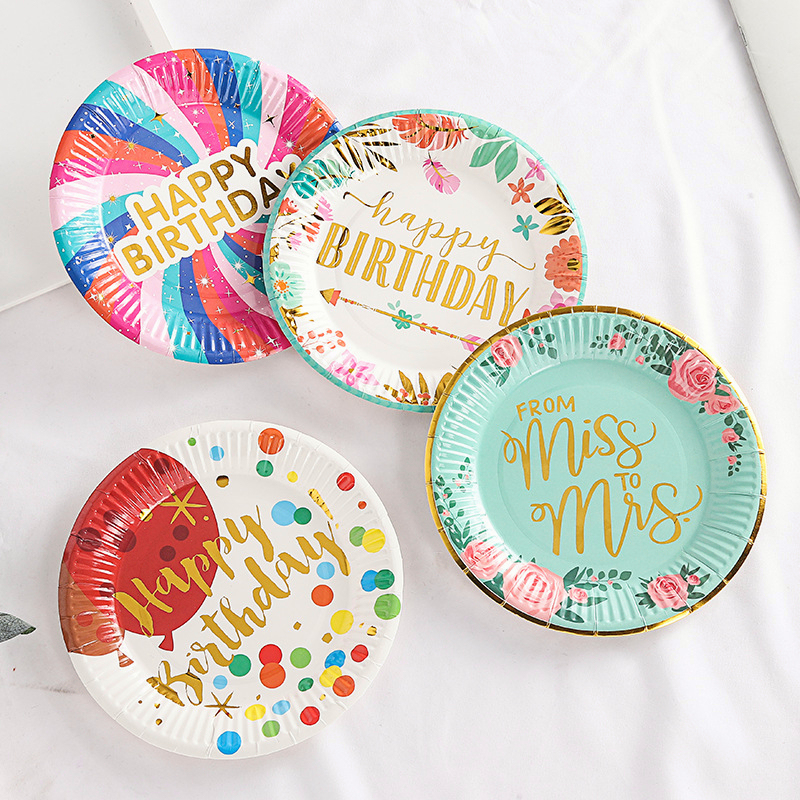 [SG] Happy Birthday Colourful Disposable 7 inch Paper Plates 10PCS for Birthday Party Home Decor Kindergarten party-HOMA