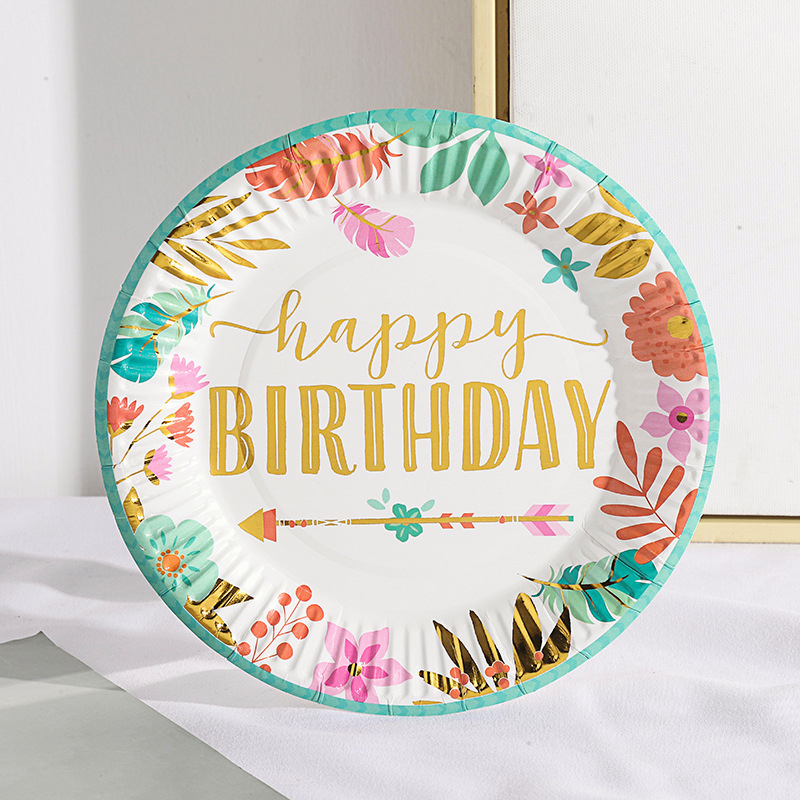[SG] Happy Birthday Colourful Disposable 7 inch Paper Plates 10PCS for Birthday Party Home Decor Kindergarten party-HOMA