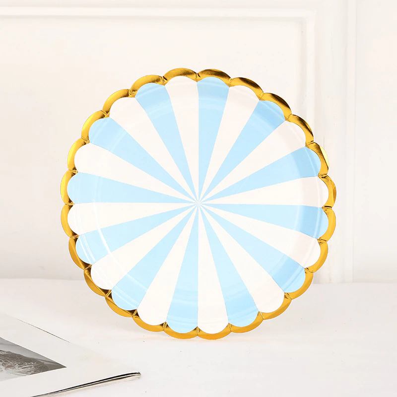 [SG]Birthday Gold/Silver Stripe Disposable Paper Cups Plates 10PCS Tableware Set Birthday Party Kindergarten party-HOMA