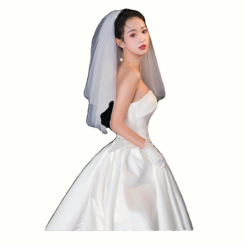 [SG]Fairy 4 Layers White Bridal Veil Headpiece 2 Layers for Wedding Photographing ROM Travel Photo Taking Headgear-HOMA