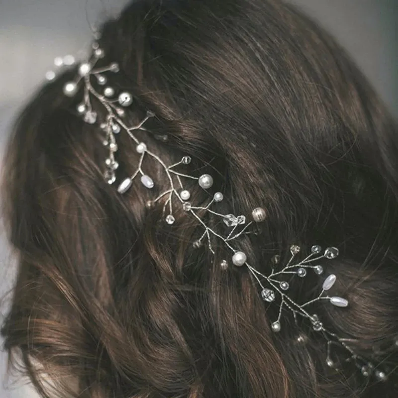 [SG]Handcraft Bridal Pearl Crystal Hair Band Hairpin Hair Accessories Wedding Dress Wedding Addup Photographing ROM-HOMA