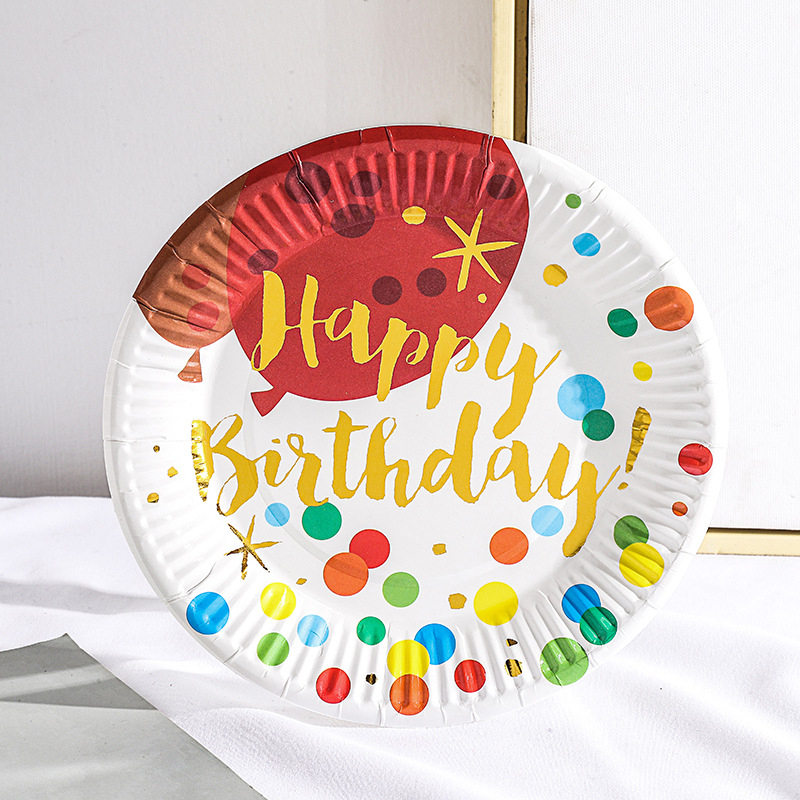 [SG] Happy Birthday Colourful Disposable 7 inch Paper Plates 10PCS for Birthday Party Home Decor Kindergarten party-HOMA