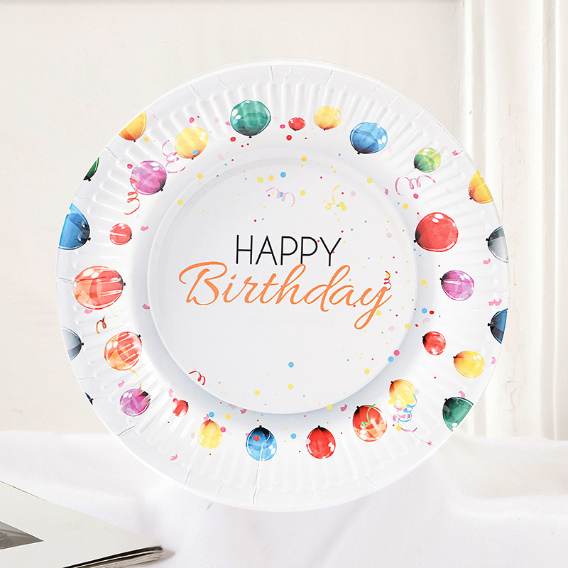 [SG] Happy Birthday Colourful Disposable 7 inch Paper Plates 10PCS for Birthday Party Home Decor Kindergarten party-HOMA