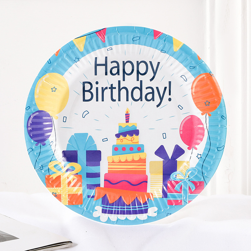 [SG] Happy Birthday Colourful Disposable 7 inch Paper Plates 10PCS for Birthday Party Home Decor Kindergarten party-HOMA