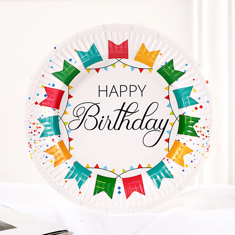 [SG] Happy Birthday Colourful Disposable 7 inch Paper Plates 10PCS for Birthday Party Home Decor Kindergarten party-HOMA