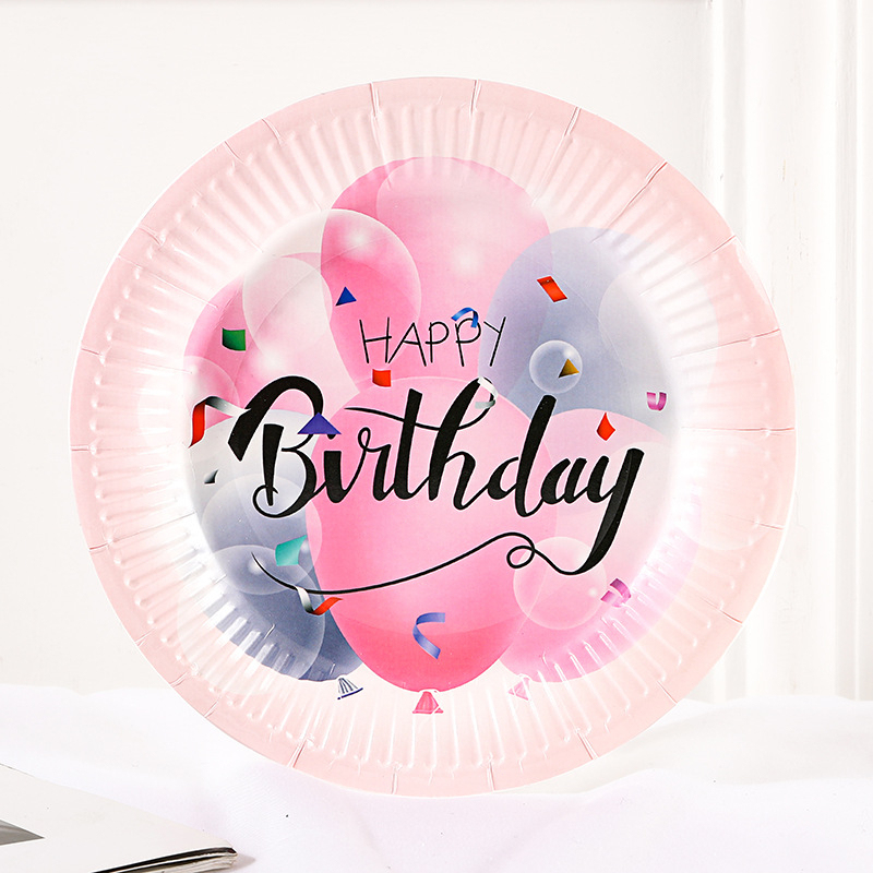 [SG] Happy Birthday Colourful Disposable 7 inch Paper Plates 10PCS for Birthday Party Home Decor Kindergarten party-HOMA