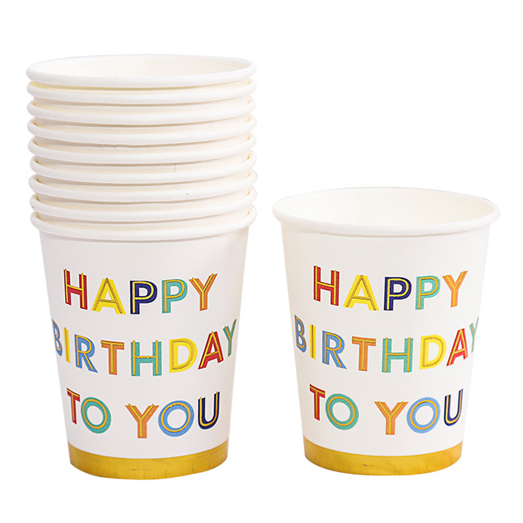 [SG] 10PCS 250ml Thickened Disposable Paper Cups for Outdoor Activities Camping Birthday Party Kindergarten party-HOMA