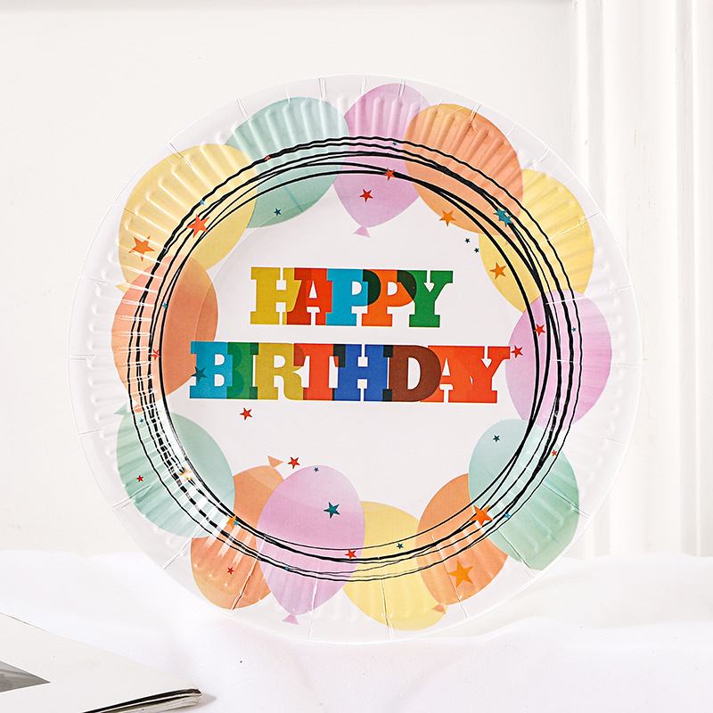 [SG] Happy Birthday Colourful Disposable 7 inch Paper Plates 10PCS for Birthday Party Home Decor Kindergarten party-HOMA