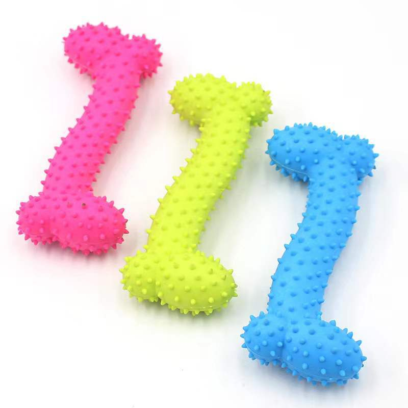 [SG]Vinyl Bite Resistant Pet Toy Artificial Dog Voise Toys Molar Teeth Health Training Chew Bone Balls Dog Cat-HOMA