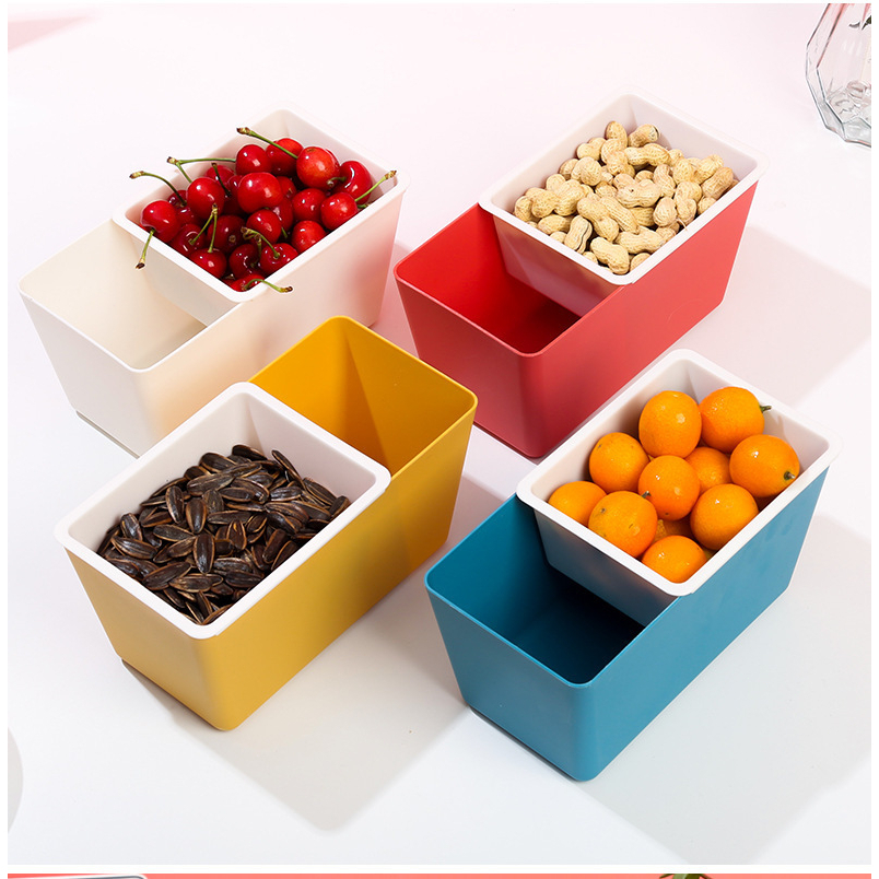 [SG] Lazy Smart 2-Layer Multifunctional Fruits Box Sunflower Seeds Candy Snacks Dried Fruits Nuts Drained Furit Basket-HOMA