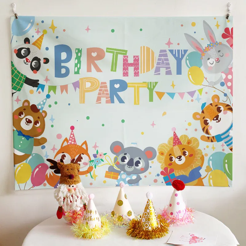 [SG]ins Cartoon Birthday Background Banner Children Adult BDay Party Birthday Party Kindergarten party-HOMA