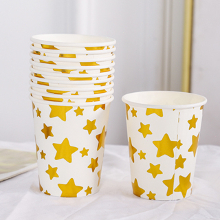 [SG] 10PCS 250ml Thickened Disposable Paper Cups for Outdoor Activities Camping Birthday Party Kindergarten party-HOMA