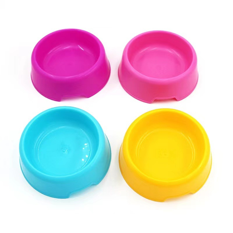 [SG]Plastic Candy Color Pets Eating Bowl for Dogs Cats Round Dog Food Cat Single Bowls-HOMA