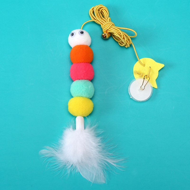 [SG]Hanging Feather Cat Teaser Toy Door Hanging Elastic Rope Caterpillar Bee Mouse Sticks Cat Chasers-HOMA
