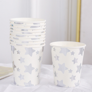 [SG] 10PCS 250ml Thickened Disposable Paper Cups for Outdoor Activities Camping Birthday Party Kindergarten party-HOMA