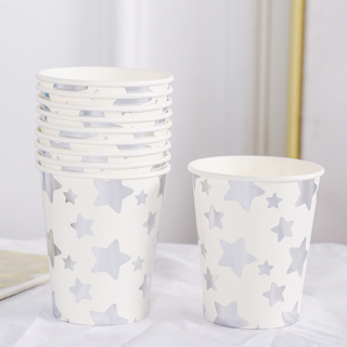 [SG] 10PCS 250ml Thickened Disposable Paper Cups for Outdoor Activities Camping Birthday Party Kindergarten party-HOMA