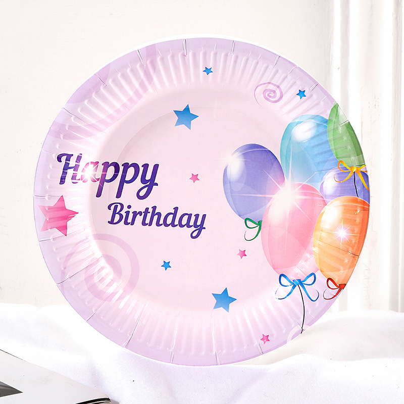 [SG] Happy Birthday Colourful Disposable 7 inch Paper Plates 10PCS for Birthday Party Home Decor Kindergarten party-HOMA