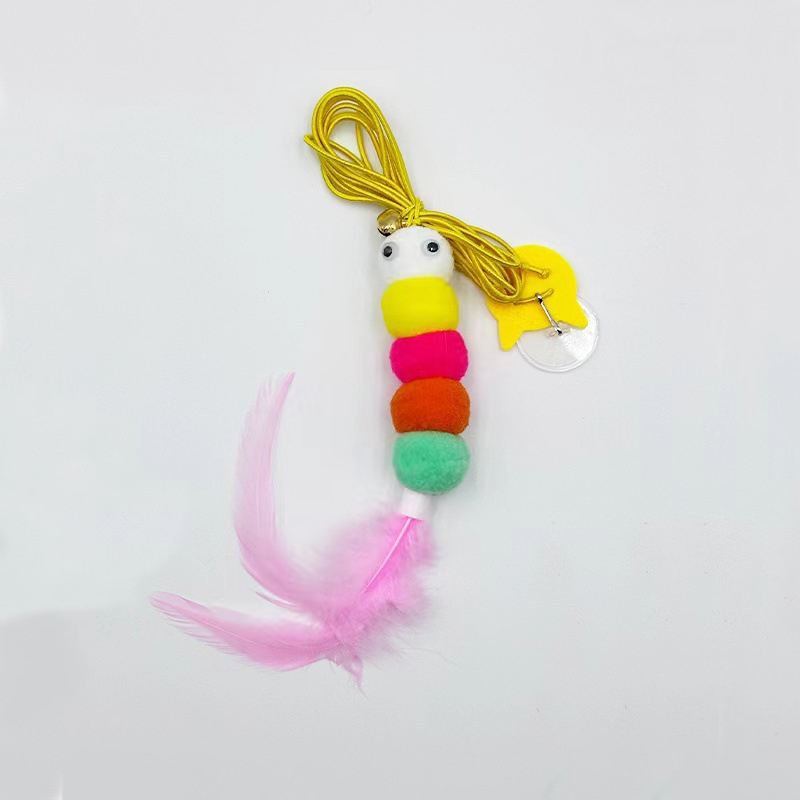 [SG]Hanging Feather Cat Teaser Toy Door Hanging Elastic Rope Caterpillar Bee Mouse Sticks Cat Chasers-HOMA