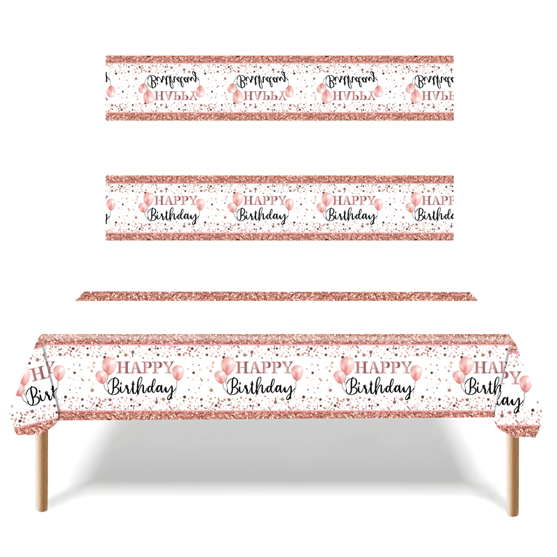 [SG]Birthday Rose Gold Theme Party Disposable Tableware Set Birthday Party Plate Cup Tissue-HOMA