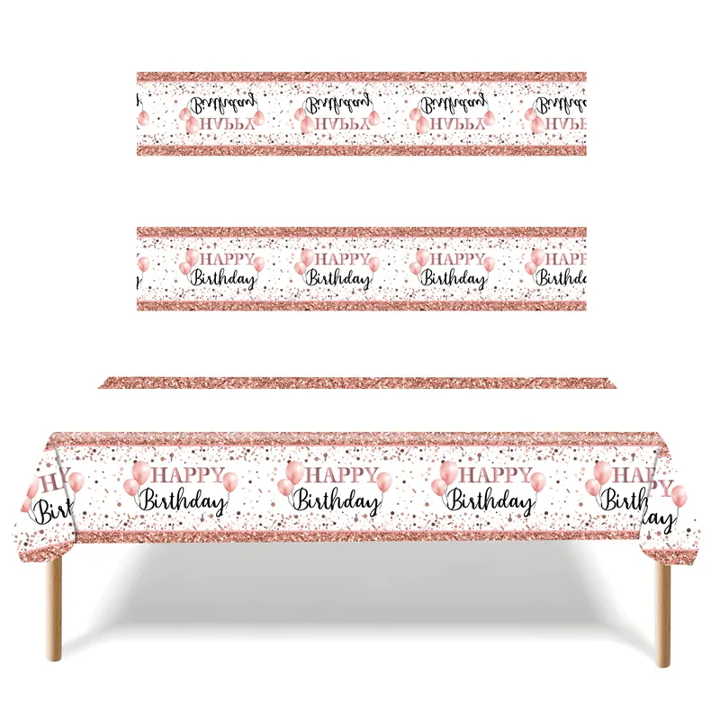 [SG]Birthday Rose Gold Theme Party Disposable Tableware Set Birthday Party Plate Cup Tissue-HOMA