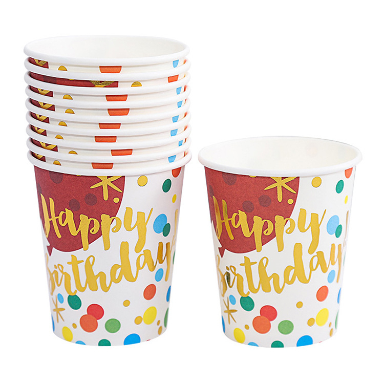[SG] 10PCS 250ml Thickened Disposable Paper Cups for Outdoor Activities Camping Birthday Party Kindergarten party-HOMA