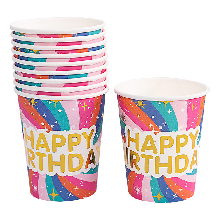 [SG] 10PCS 250ml Thickened Disposable Paper Cups for Outdoor Activities Camping Birthday Party Kindergarten party-HOMA