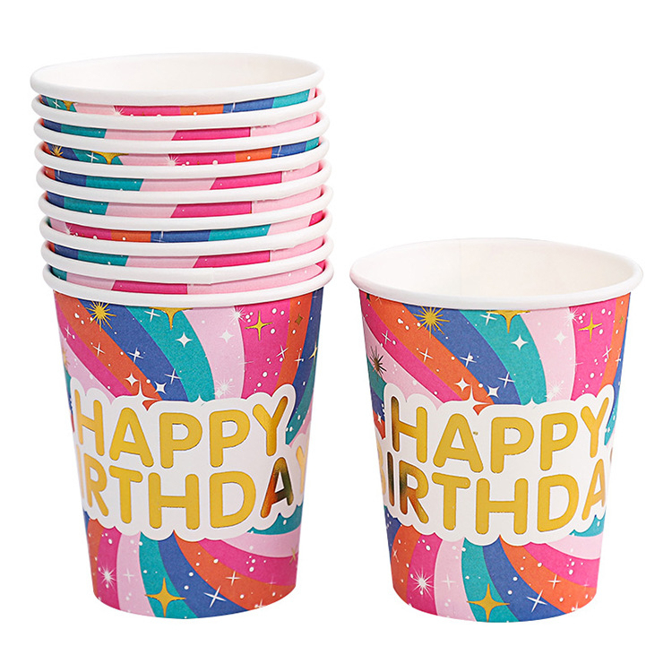 [SG] 10PCS 250ml Thickened Disposable Paper Cups for Outdoor Activities Camping Birthday Party Kindergarten party-HOMA