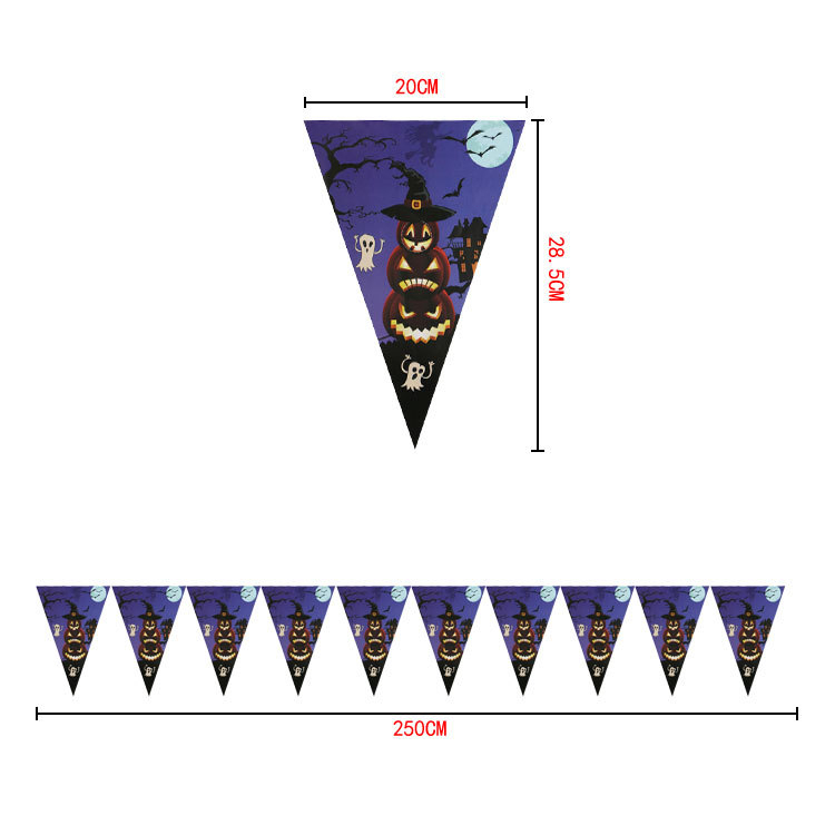 [SG]Halloween Triangle Banner Pumpkin Ghost Skeleton Party Decors Homeparty Halloween-HOMA