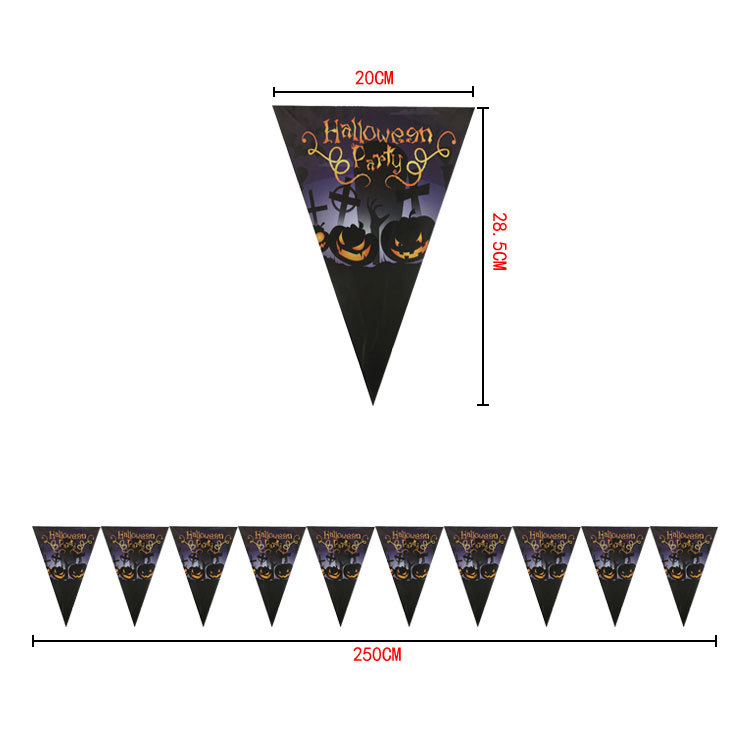 [SG]Halloween Triangle Banner Pumpkin Ghost Skeleton Party Decors Homeparty Halloween-HOMA