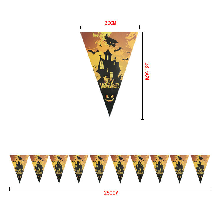 [SG]Halloween Triangle Banner Pumpkin Ghost Skeleton Party Decors Homeparty Halloween-HOMA
