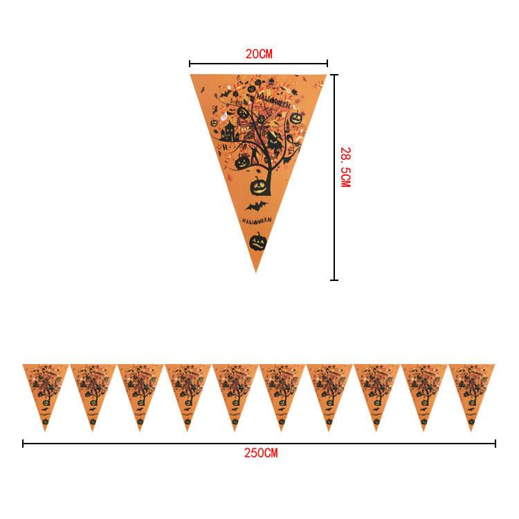 [SG]Halloween Triangle Banner Pumpkin Ghost Skeleton Party Decors Homeparty Halloween-HOMA