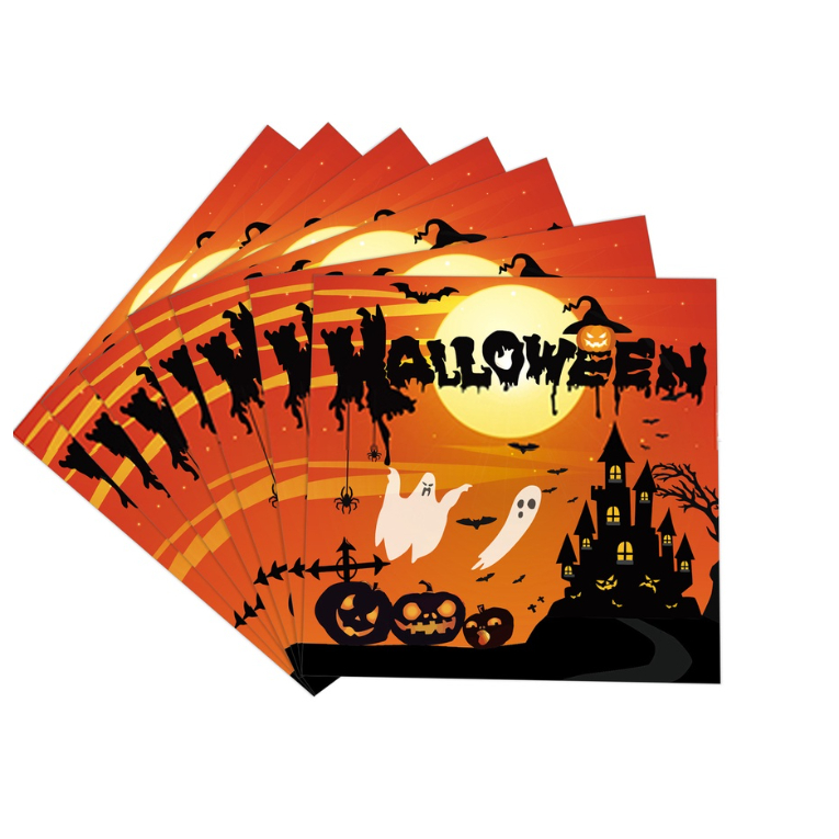 [SG] Halloween Tableware Set Halloween Party Decoration Photo Props Disposable Tableware Napkins Plates Cups-HOMA