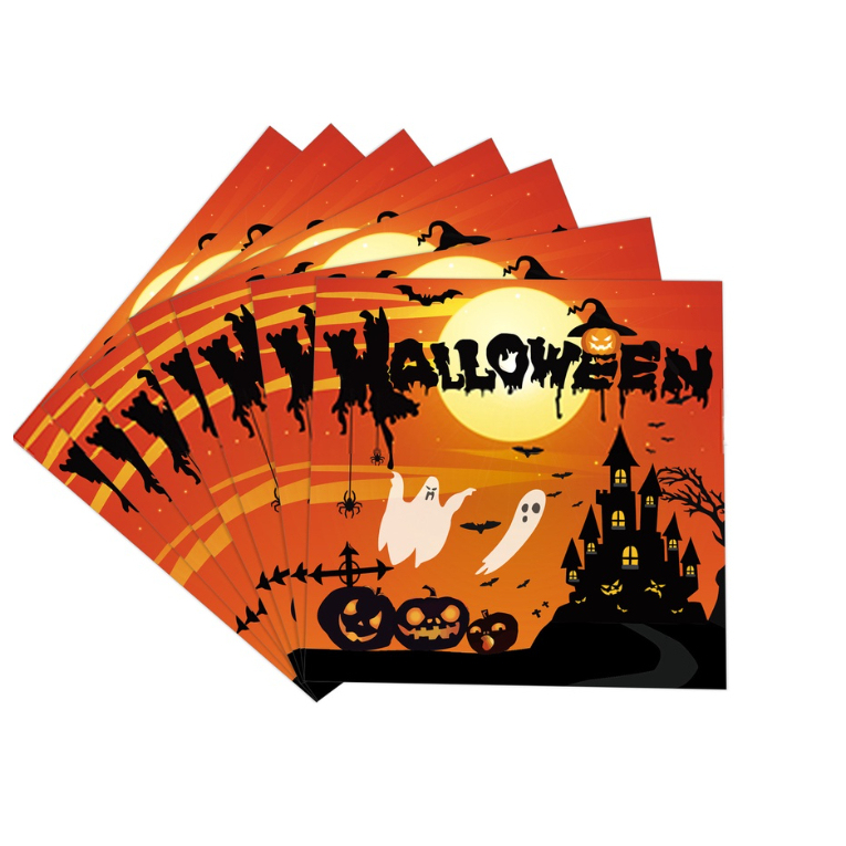 [SG] Halloween Tableware Set Halloween Party Decoration Photo Props Disposable Tableware Napkins Plates Cups-HOMA