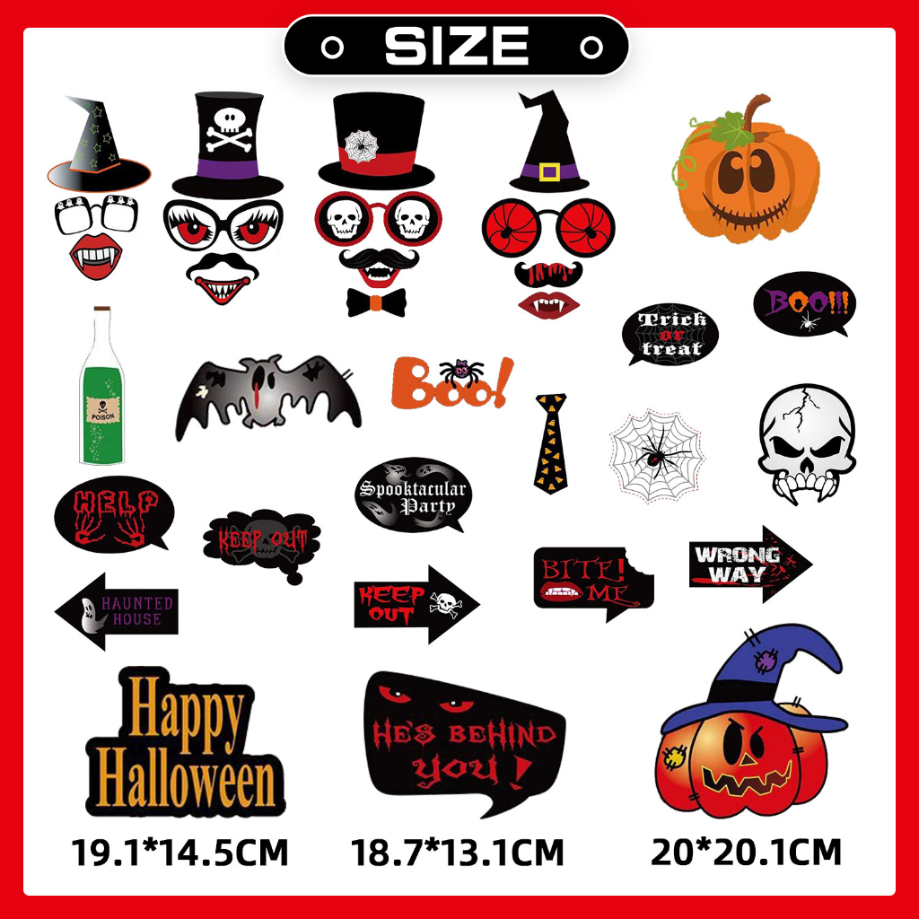 [SG] Halloween Photo Props Set 35pcs Home Party Mask Pumpkin Skeleton Boys Girls-HOMA