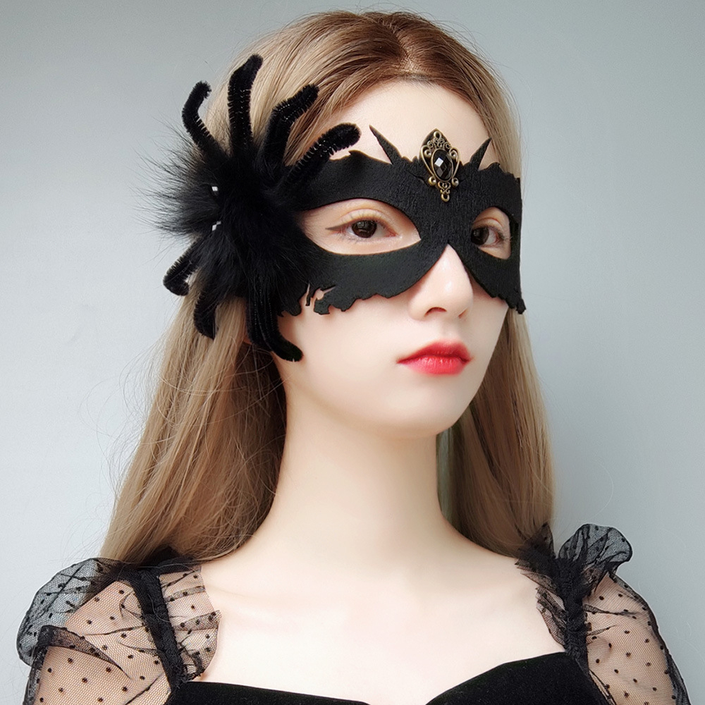 [SG] Halloween Black Spider Mask Accessories Party Decorations Photo Props Boys Girls Children-HOMA
