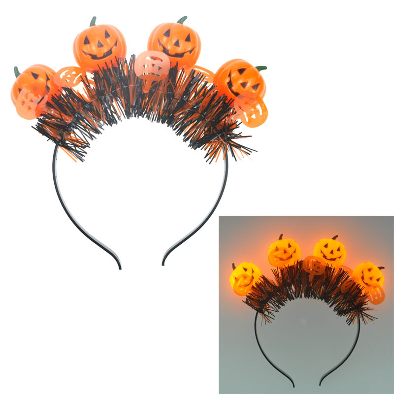 [SG] Halloween Shining Tops Headband Pumpkin Skeleton Hair Accessories Party Decorations Photo Props boys girls-HOMA