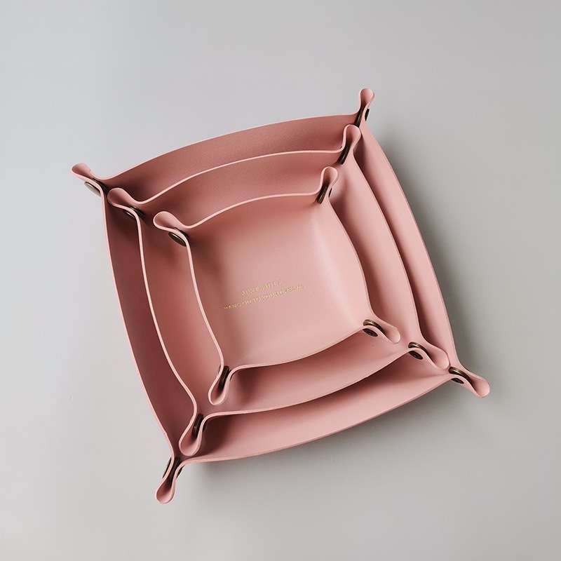 [SG]1PCS PU Leather Storage Basket Living Room Table Makeup Daily Necessities New Year Wedding House Warming Home Decor-HOMA