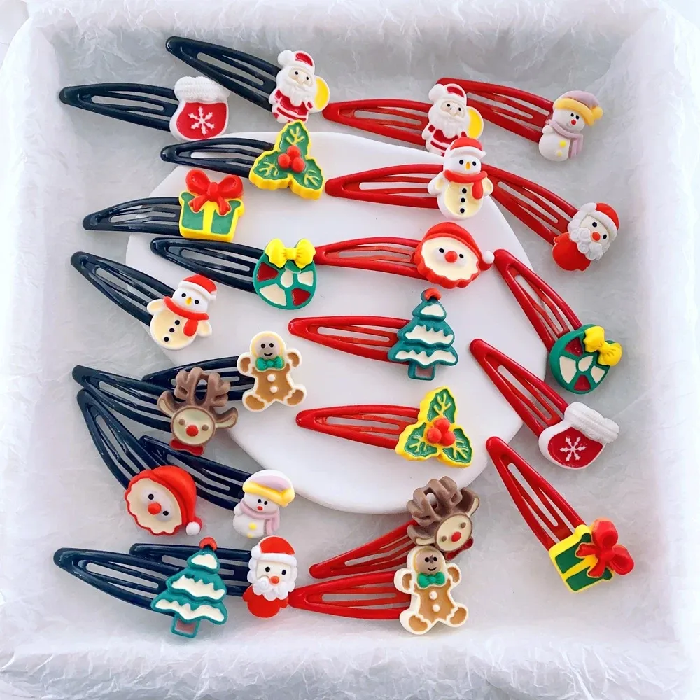 [SG]Christmas Hair clips BB Clips Girls HairBangs Clip Santa Xmas Tree Socks Snowman Deer Side Clips-HOMA