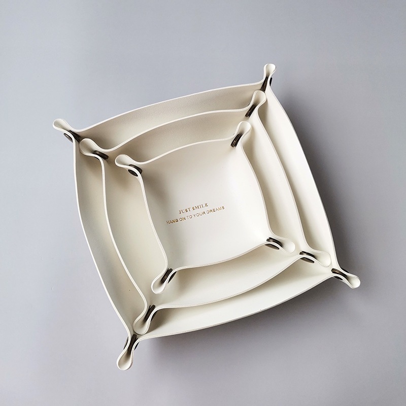 [SG]1PCS PU Leather Storage Basket Living Room Table Makeup Daily Necessities New Year Wedding House Warming Home Decor-HOMA