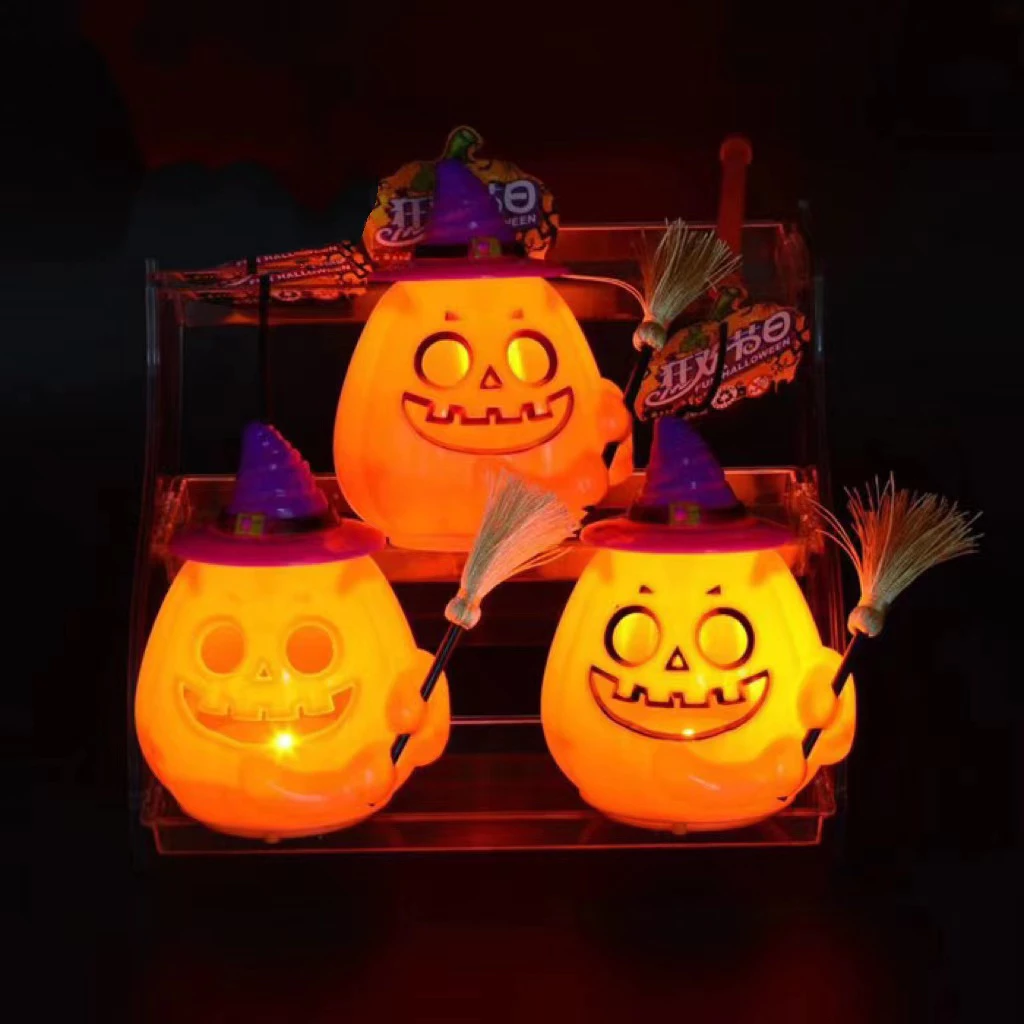 [SG]Halloween LED Pumpkin Portable Lamp Witch Hat Photo Props Home Party-HOMA
