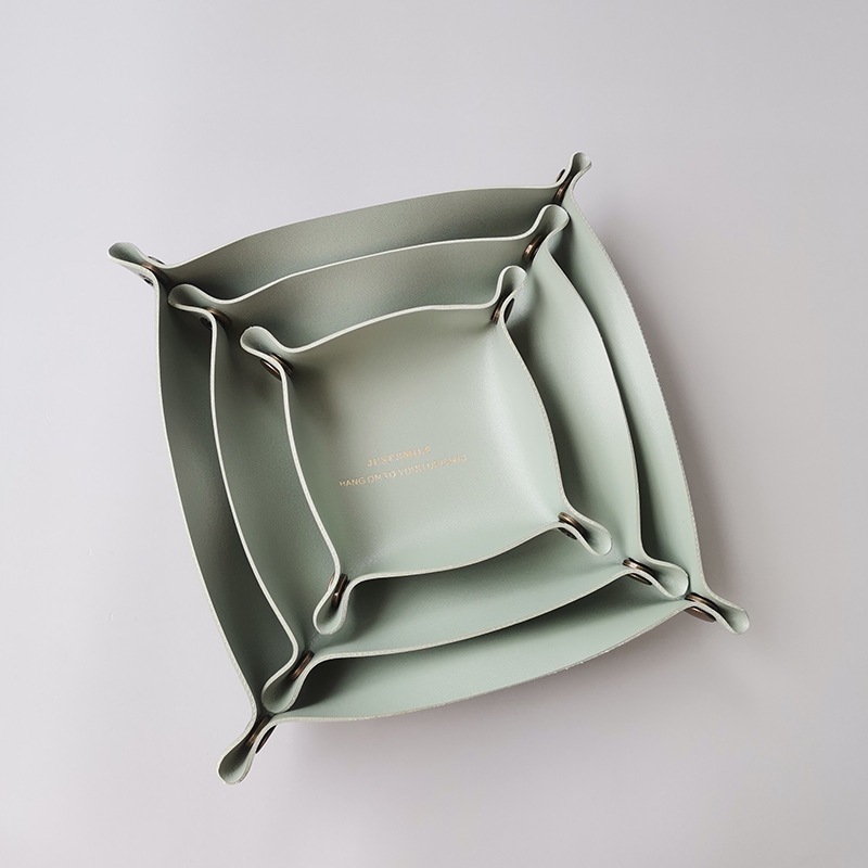 [SG]1PCS PU Leather Storage Basket Living Room Table Makeup Daily Necessities New Year Wedding House Warming Home Decor-HOMA