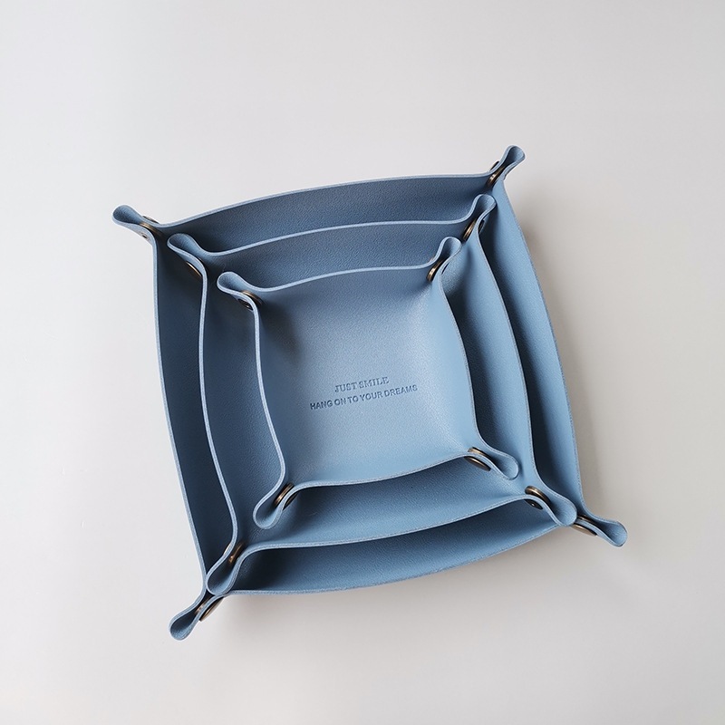 [SG]1PCS PU Leather Storage Basket Living Room Table Makeup Daily Necessities New Year Wedding House Warming Home Decor-HOMA