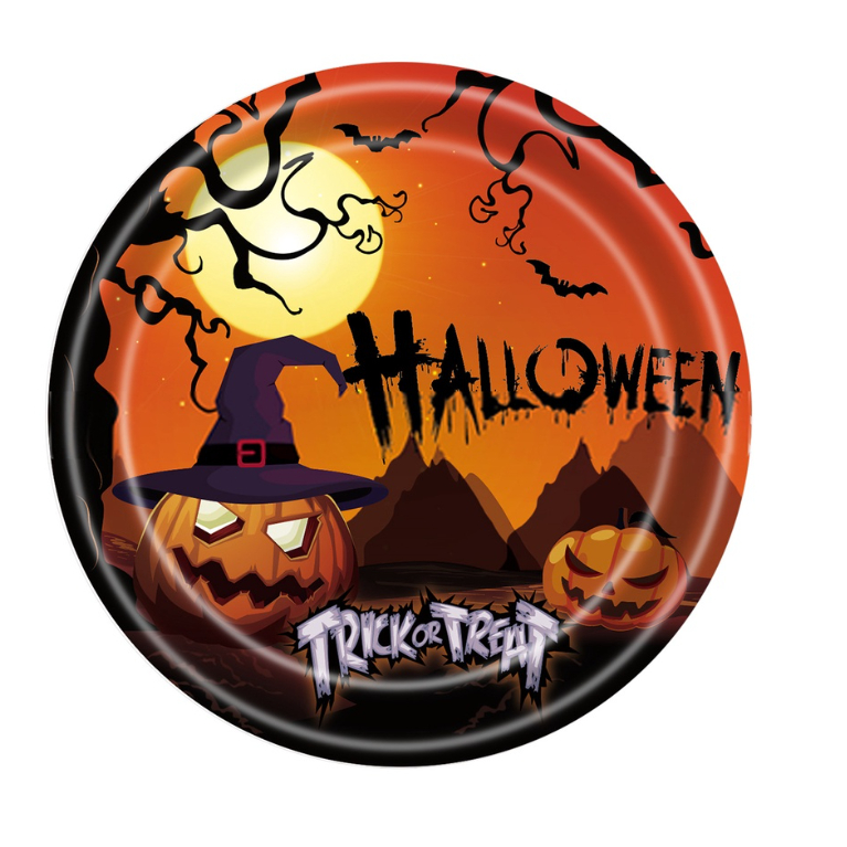 [SG] Halloween Tableware Set Halloween Party Decoration Photo Props Disposable Tableware Napkins Plates Cups-HOMA