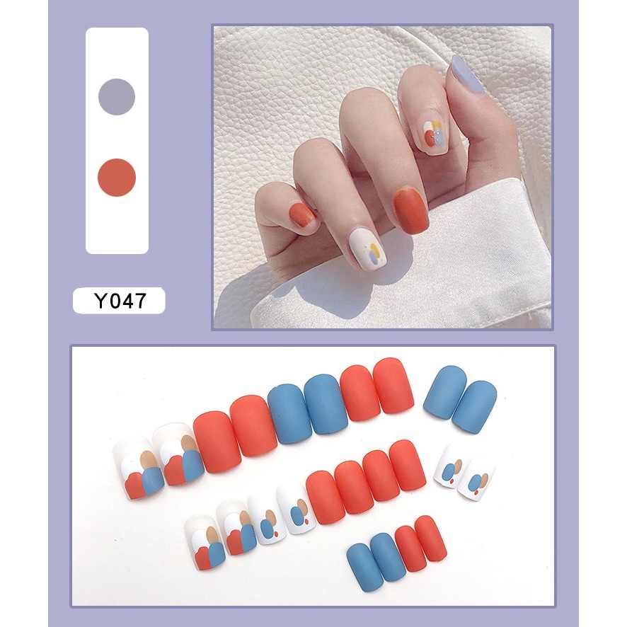 [SG]Fashionable Sexy Cute Press On/Stick On Nails 24PCS Glossy Short Strong Durable Reusable-HOMA