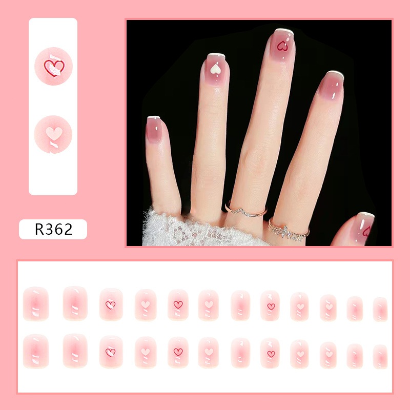 [SG]Pinky Heart Fashionable Sexy Cute Press On/Stick On Nails 24PCS-HOMA