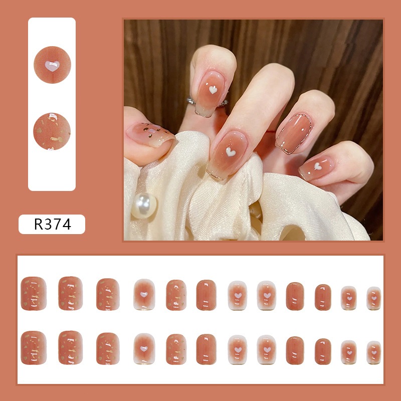 [SG]Love Heart Fashionable Sexy Cute Press On/Stick On Nails 24PCS-HOMA