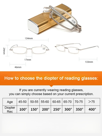 Retractable Folding Anti-Radiation Reading Glasses